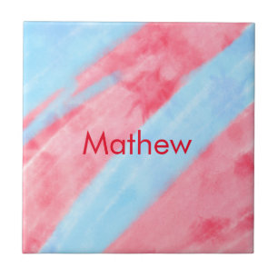 simple initial letter monogram add your name red b ceramic tile