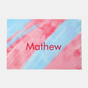 simple initial letter monogram add your name red b doormat
