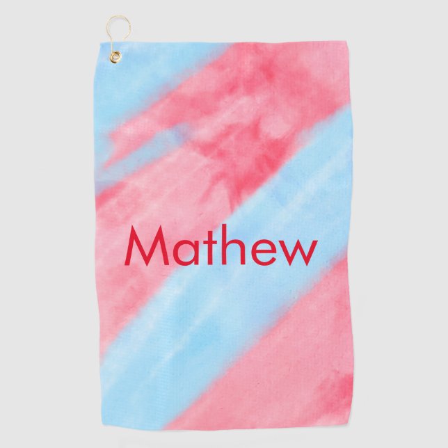 simple initial letter monogram add your name red b golf towel (Front)