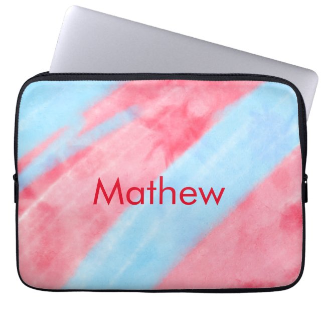 simple initial letter monogram add your name red b laptop sleeve (Front)