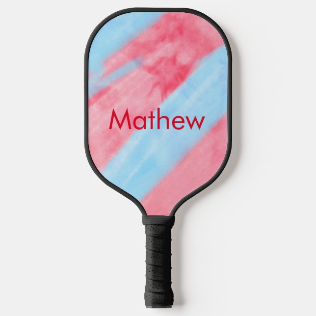 simple initial letter monogram add your name red b pickleball paddle (Front)