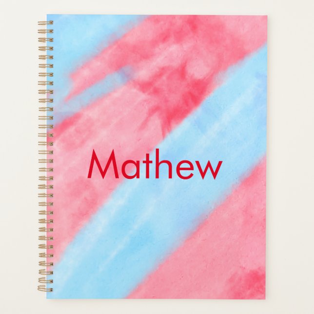 simple initial letter monogram add your name red b planner (Front)