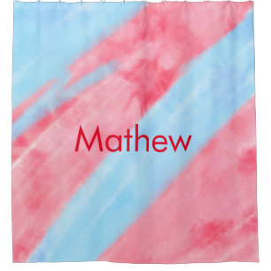 simple initial letter monogram add your name red b shower curtain