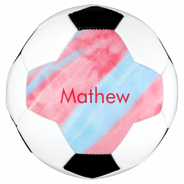simple initial letter monogram add your name red b soccer ball (Front)