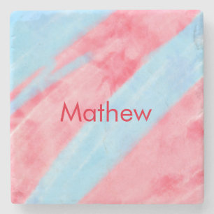 simple initial letter monogram add your name red b stone coaster