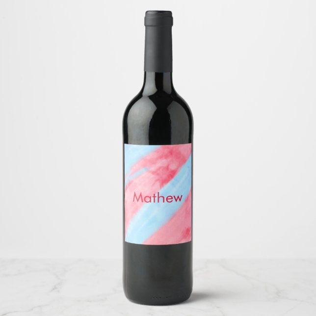 simple initial letter monogram add your name red b wine label (Front)