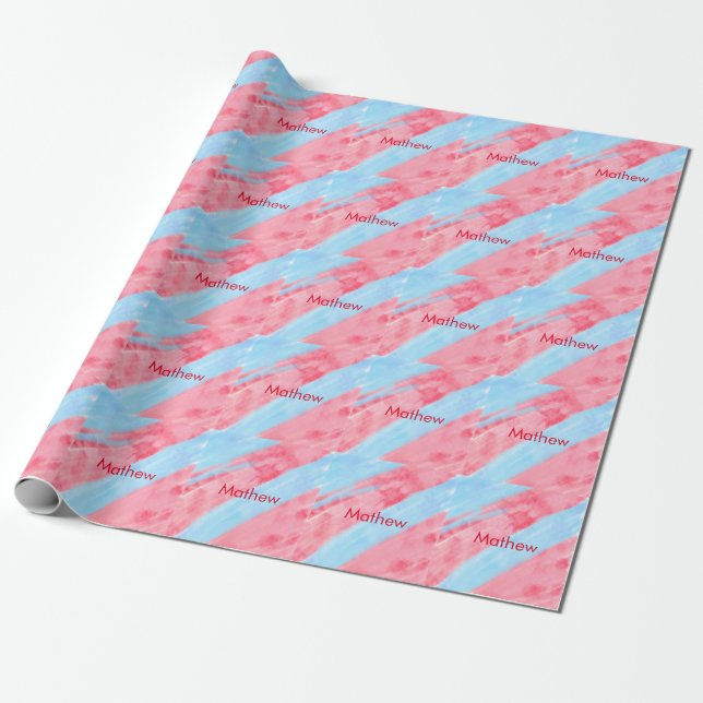simple initial letter monogram add your name red b wrapping paper (Unrolled)