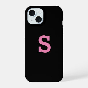 Simple Initial Letter Pink iPhone 15 Case