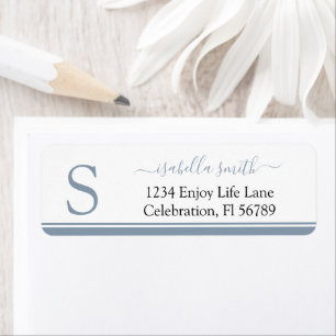 Simple Initial Modern Girly Script Monogram Label Return Address Label