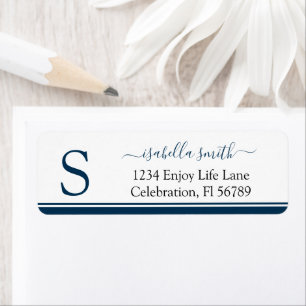 Simple Initial Modern Girly Script Monogram Label Return Address Label