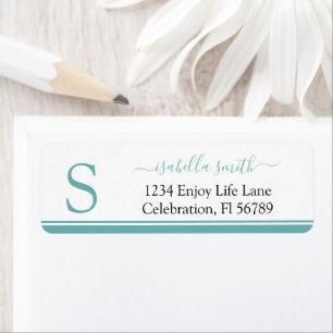 Simple Initial Modern Girly Script Monogram Label Return Address Label