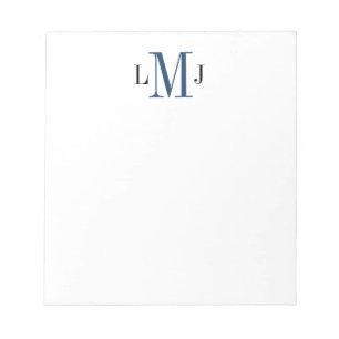 Simple Initial Monogram Black/Dark Blue Notepad