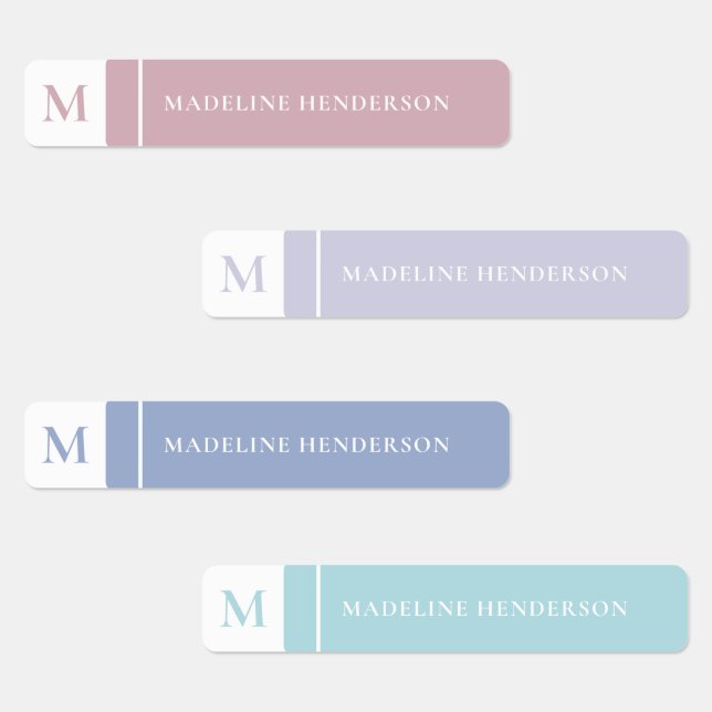 Simple Initial Pastel Colour Waterproof Kids Name (Group)