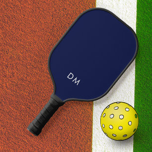 Simple Initials Elegant Modern Dark Navy Blue Pickleball Paddle