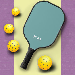 Simple Initials Elegant Modern Font Light Teal Pickleball Paddle