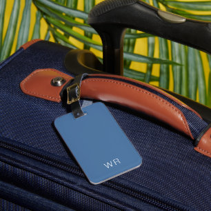 Simple Initials Elegant Modern in Blue and White Luggage Tag