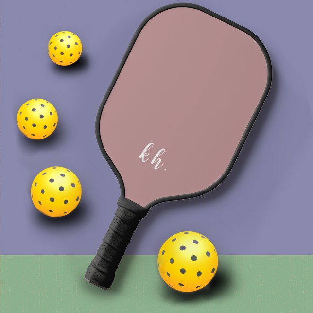 Simple Initials Elegant Rose Pink Monogram Pickleball Paddle (Creator Uploaded)