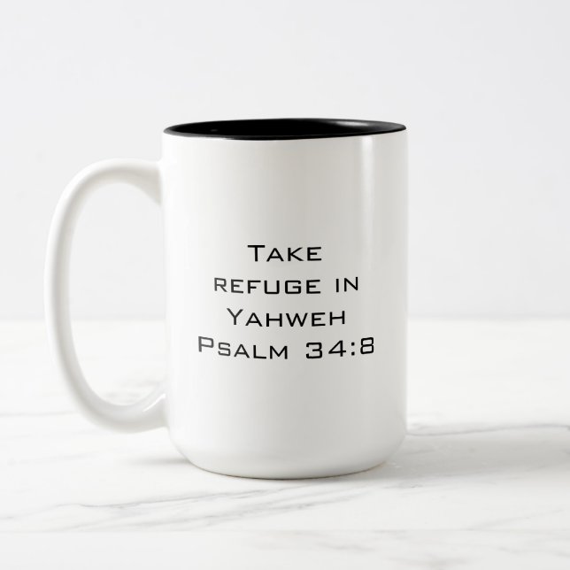 Simple Inspirational Christian Psalm Bible Verse Two-Tone Coffee Mug (Left)