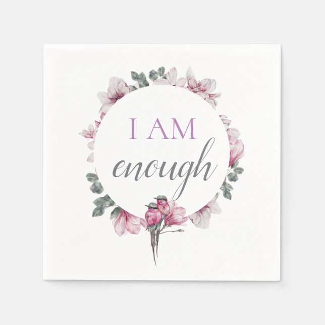 Simple Inspiring I Am Enough Affirmation Napkin (Front)