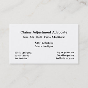 Simple Insurance Claims Adjuster Business Card