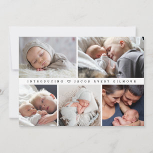 Simple Introducing Baby Photo Collage Thank You Holiday Card