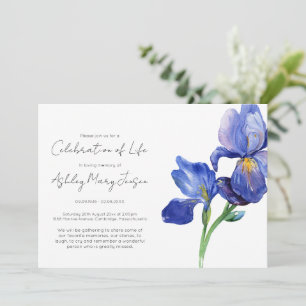Simple Iris Celebration of Life Funeral Invitation