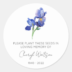 Simple Iris Memorial Seed Packet Classic Round Sticker