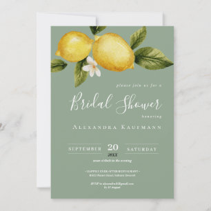Simple Italia Lemon Calligraphy Bridal Shower Invitation