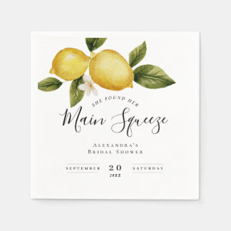 Simple Italia Lemon Calligraphy Bridal Shower Napkin