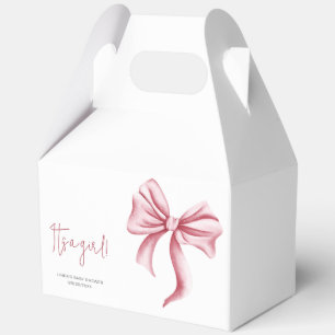 Simple It's a Girl Pink Bow Baby Shower  Favour Box