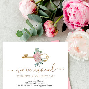 Simple I've Moved Key Roses New Address Announcement Postcard