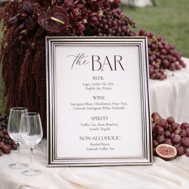 Simple Ivory and Brown Wedding Bar  Poster (Creator Uploaded)