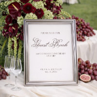 Simple Ivory and Brown Wedding Guest Book Poster