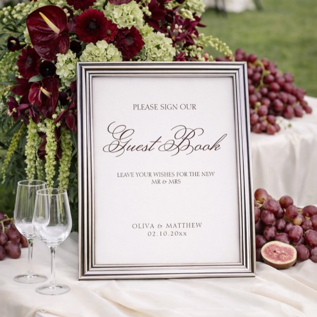 Simple Ivory and Brown Wedding Guest Book Poster (Creator Uploaded)