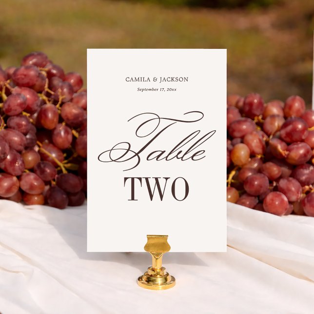 Simple Ivory and Brown Wedding  Table Number (Creator Uploaded)