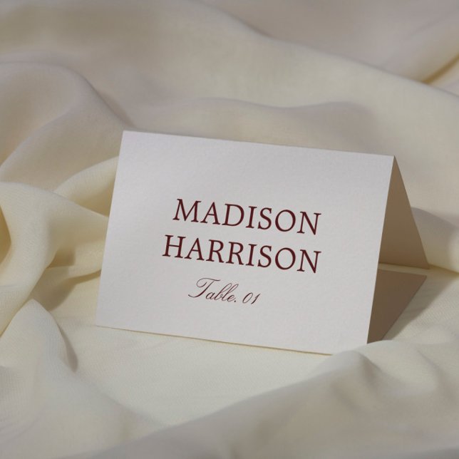 Simple Ivory and Burgundy Wedding Place Card DIY (Creator Uploaded)