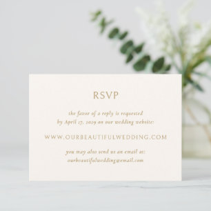 Simple Ivory and Gold Modern Wedding RSVP Card