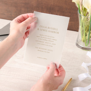 Simple Ivory and Gold Modern Wedding Vellum Invitations