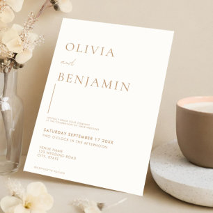 Simple Ivory and Tan Elegant Wedding Invitation