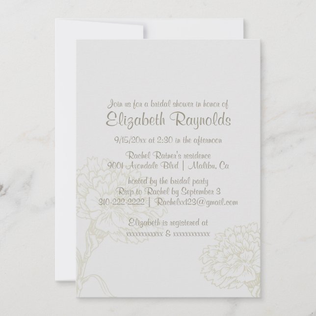 Simple Ivory Bridal Shower Invitations (Front)