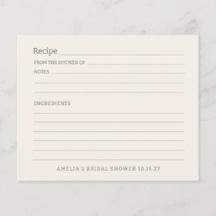 Simple Ivory Cream Personalised Recipe Card