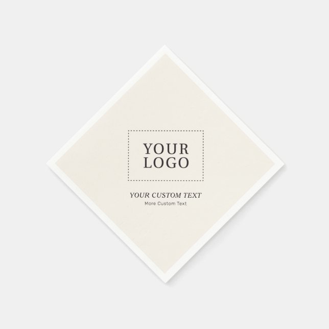 Simple Ivory Custom Business Logo Promotional Napkin (Corner)