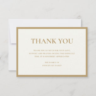 Simple Ivory Gold Traditional Sympathy Funeral Thank You Card