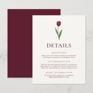 Simple Ivory Minimalist Tulip Wedding Details Enclosure Card