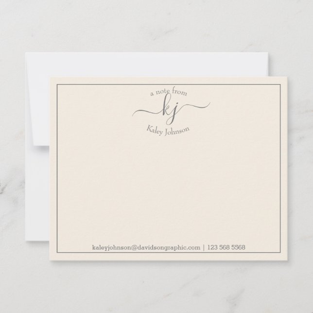 Simple Ivory Script From The Desk Of Note Card (Front)