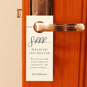 Simple Ivory Wedding Do Not Disturb & Welcome Door Hanger
