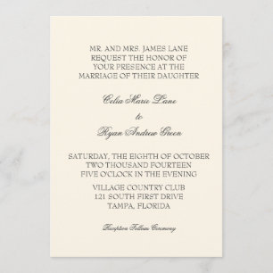 Simple Ivory Wedding Invitation