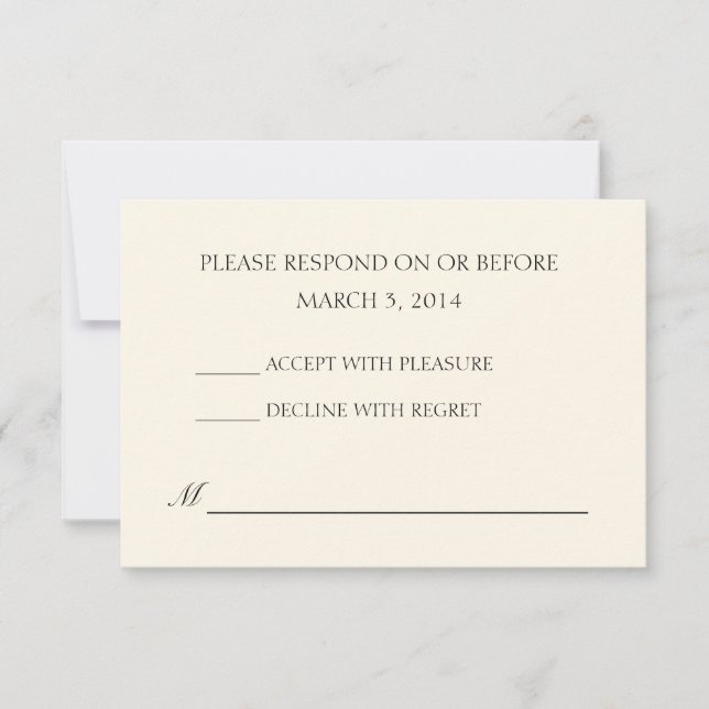 Simple Ivory Wedding RSVP (Front)