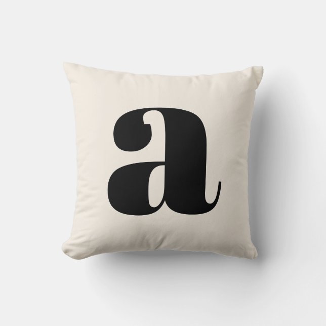 Simple Ivory White Bold Retro Monogram Initial Cushion (Front)