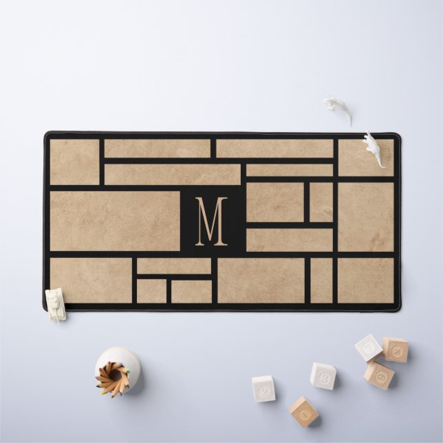Simple Japanese Style Black Monogram Desk Mat (Kids Table)